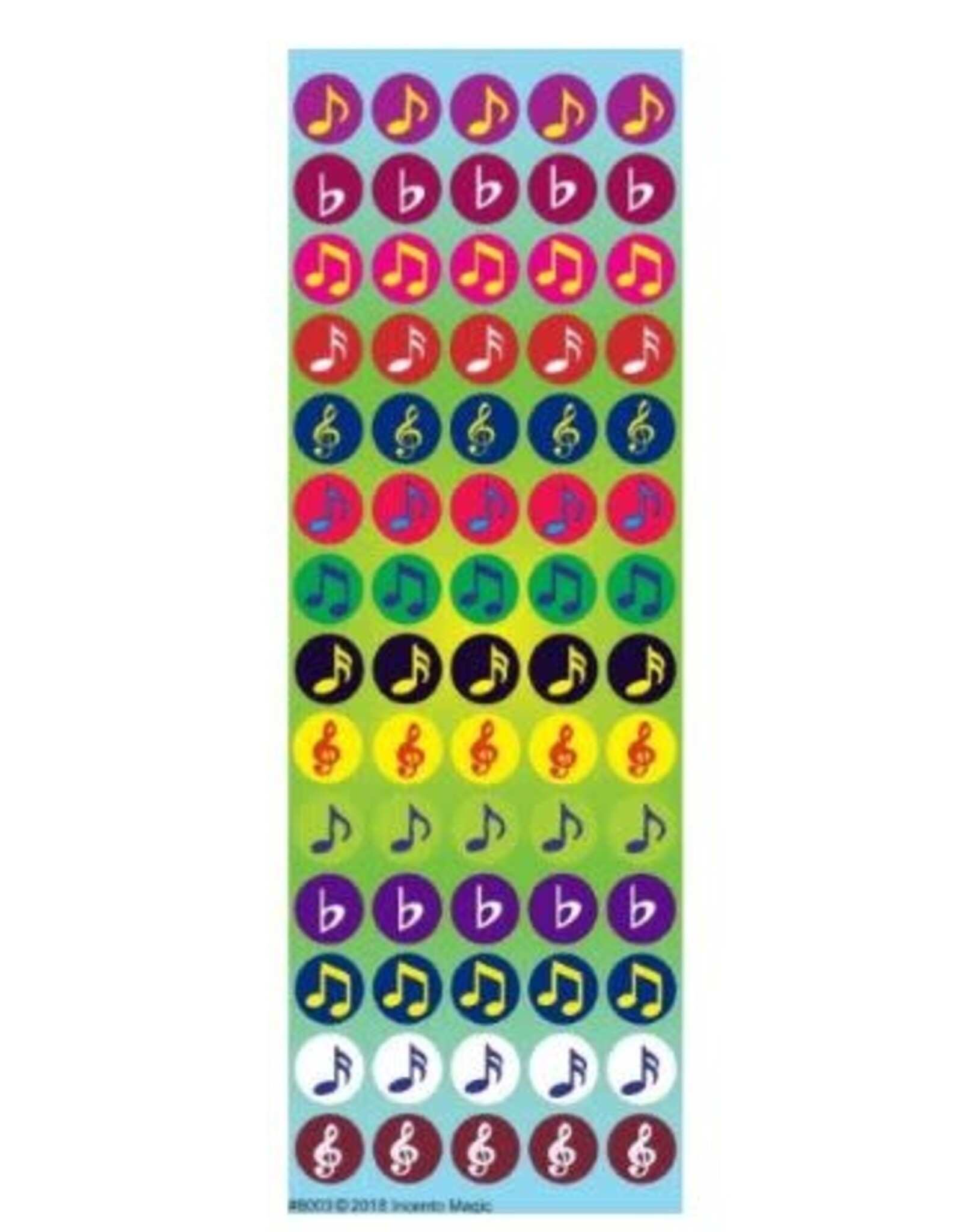 incento magic STICKERS: MINI DOTS MUSICAL NOTES - 70 STICKERS PER SHEET- 6 SHEETS