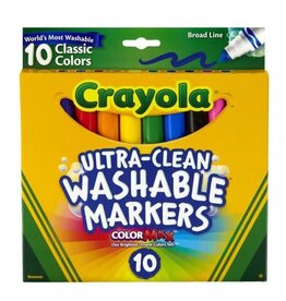 CRAYOLA MARKERS WASHABLE  CLASSIC COLORS BROAD LINE 10 PACK