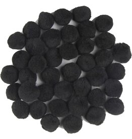 POM POMS:  1" -  BLACK 40 PACK