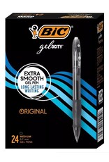BIC GELOCITY PENS  RETRACTABLE 0.7mm , BLACK - 24 PACK