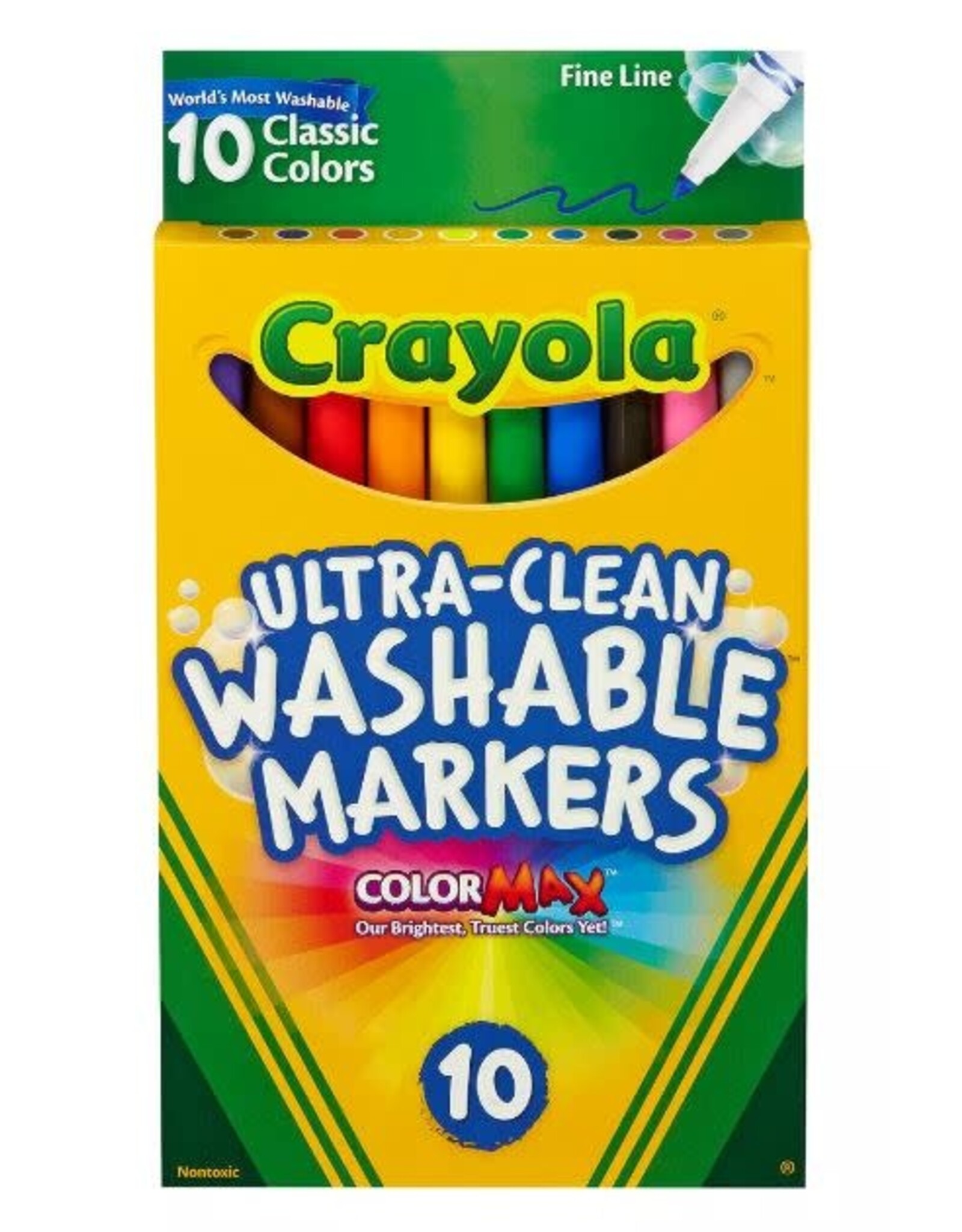 CRAYOLA MARKERS WASHABLE  CLASSIC COLORS FINE LINE 10 PACK