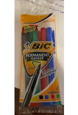 MARKER  BIC PERMANENT ASSORTED COLORS  FINE POINT 4 PACK