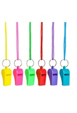 NEON WHISTLES WITH NECKLACE -  12 PACK