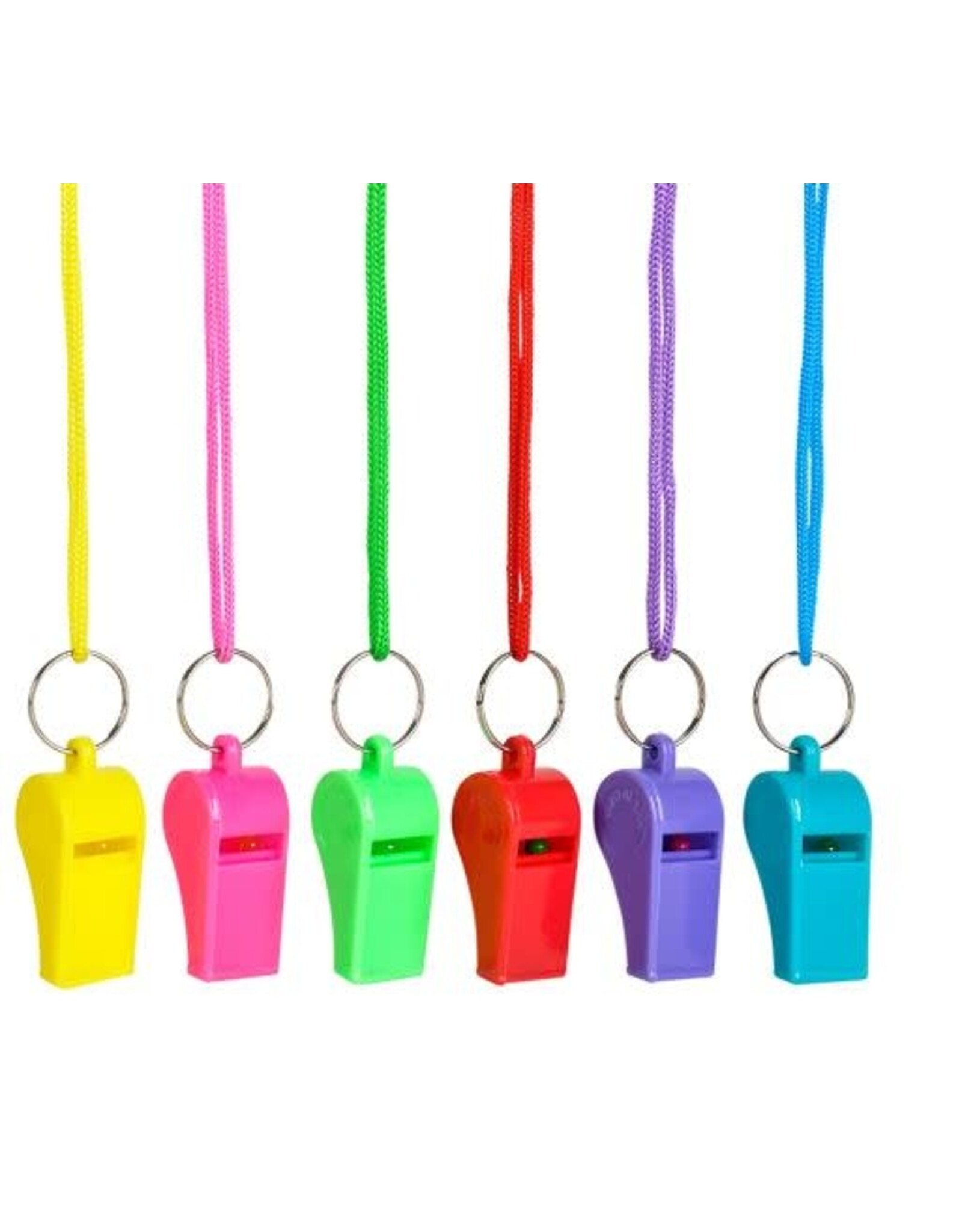 NEON WHISTLES WITH NECKLACE -  12 PACK