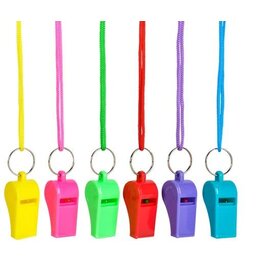 NEON WHISTLES WITH NECKLACE -  12 PACK