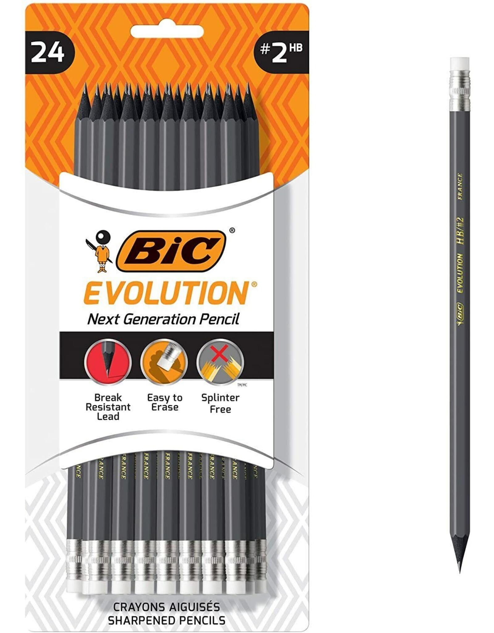 BIC PENCILS #2HB  SHARPENED BLACK BARREL  - 24 PACK