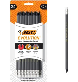 BIC PENCILS #2HB  SHARPENED BLACK BARREL  - 24 PACK