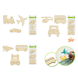 WOOD CUT OUTS TRANSPORTATION - ASSORTED STYLES 15 PACK