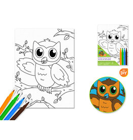 CANVAS ART: OWL 6"X8" WITH 4 MARKERS
