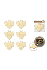 WOOD SHAPE: BEES 3" 6 PACK