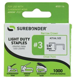 SUREBONDER #3 LIGHT DUTY 1/4" STAPLE GUN STAPLES 1000 STAPLES
