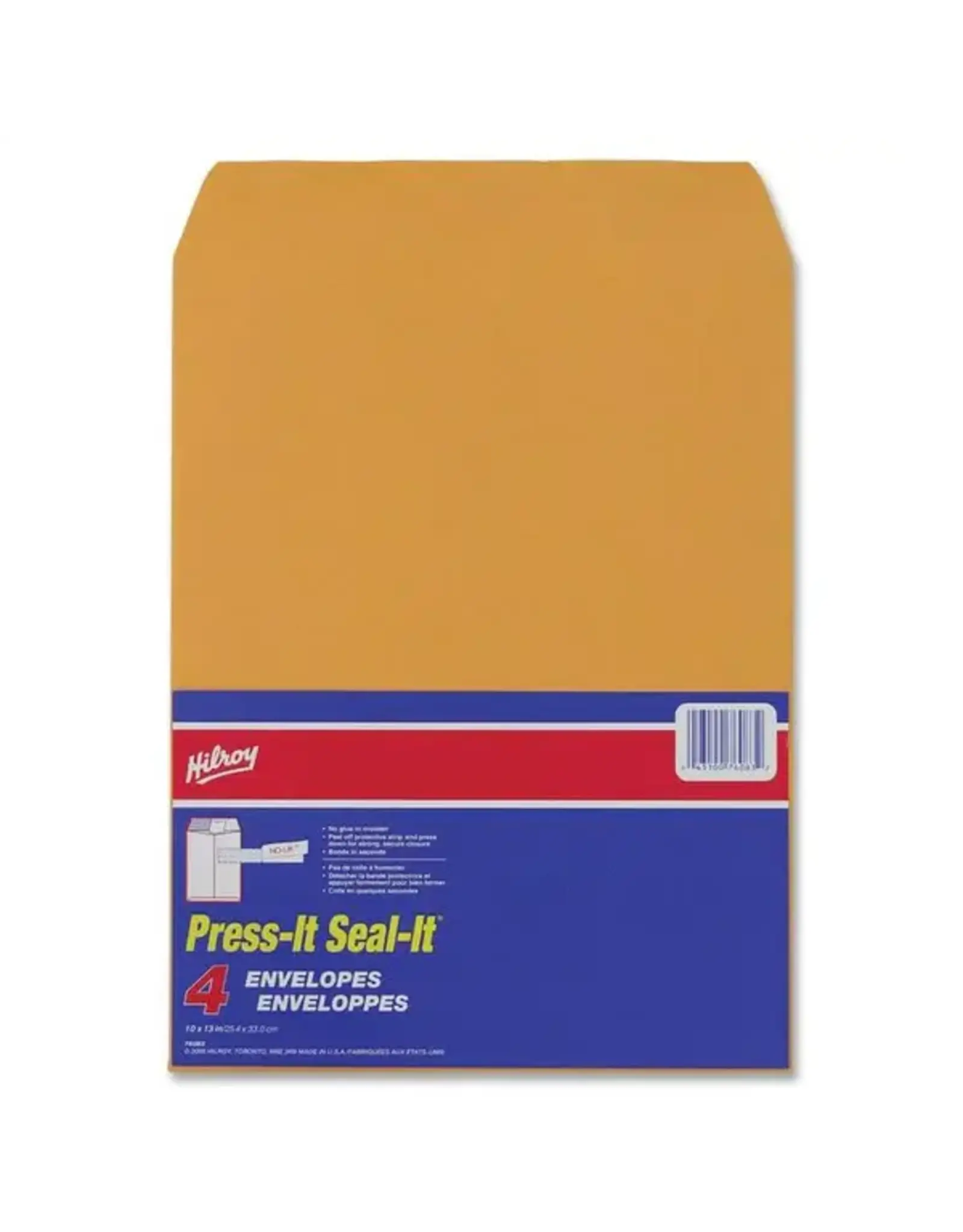 MANILA ENVELOPE 10"x13" PRESS & SEAL - 4 PACK