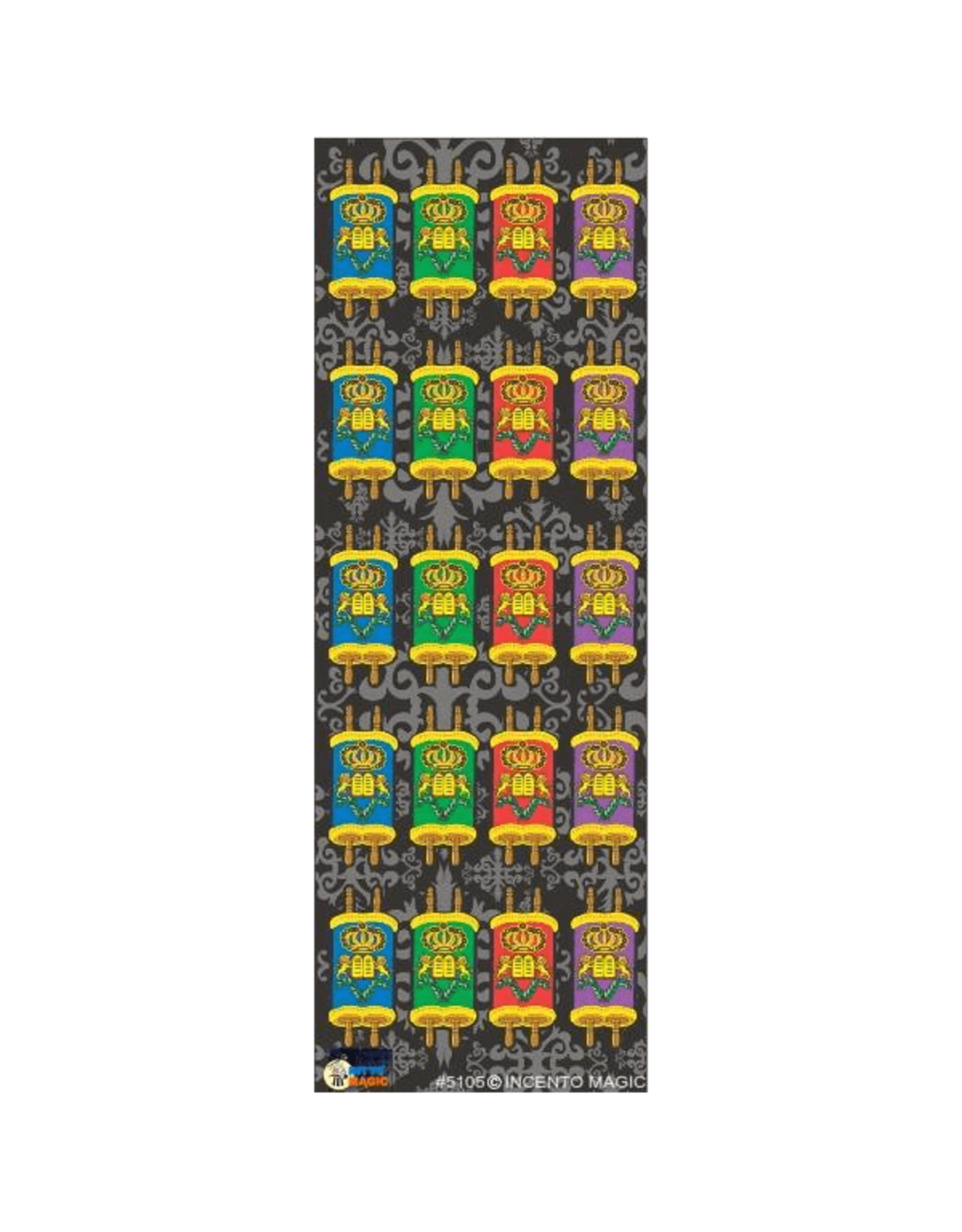 incento magic STICKERS - DIE CUT TORAH, COLORED 4 ACROSS 120 stickers