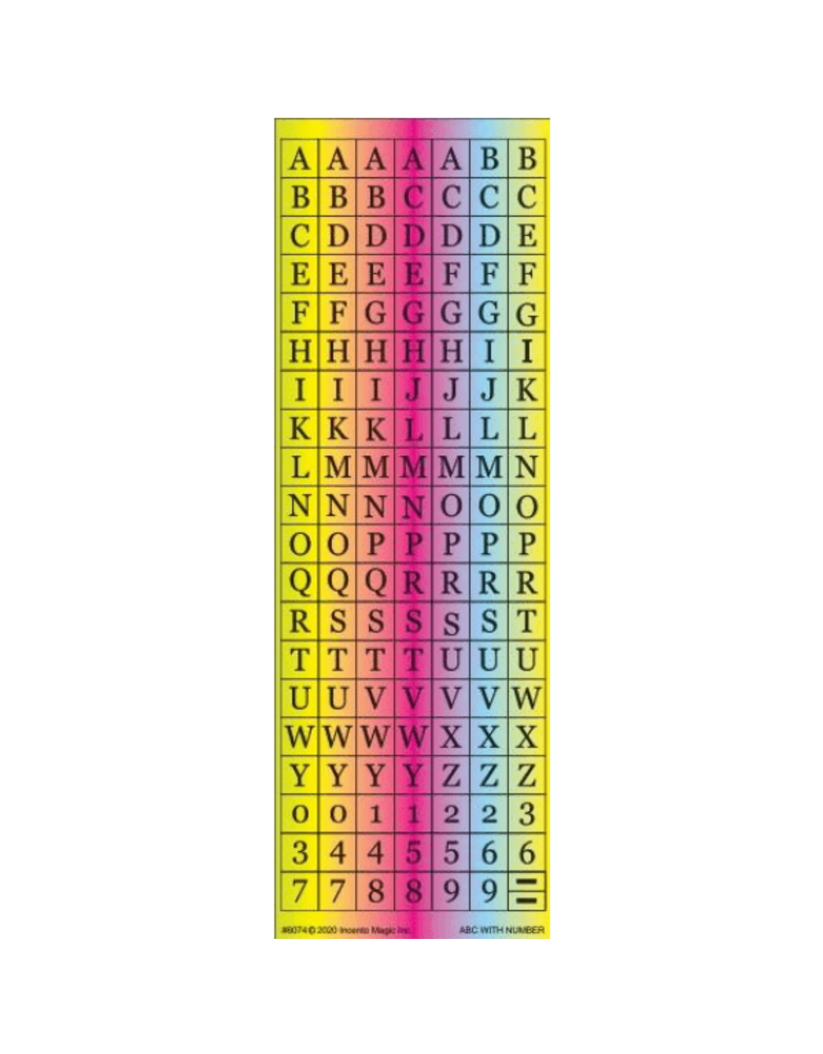 incento magic STICKERS: ABC & NUMBER NEON SQUARES - 6 SHEETS