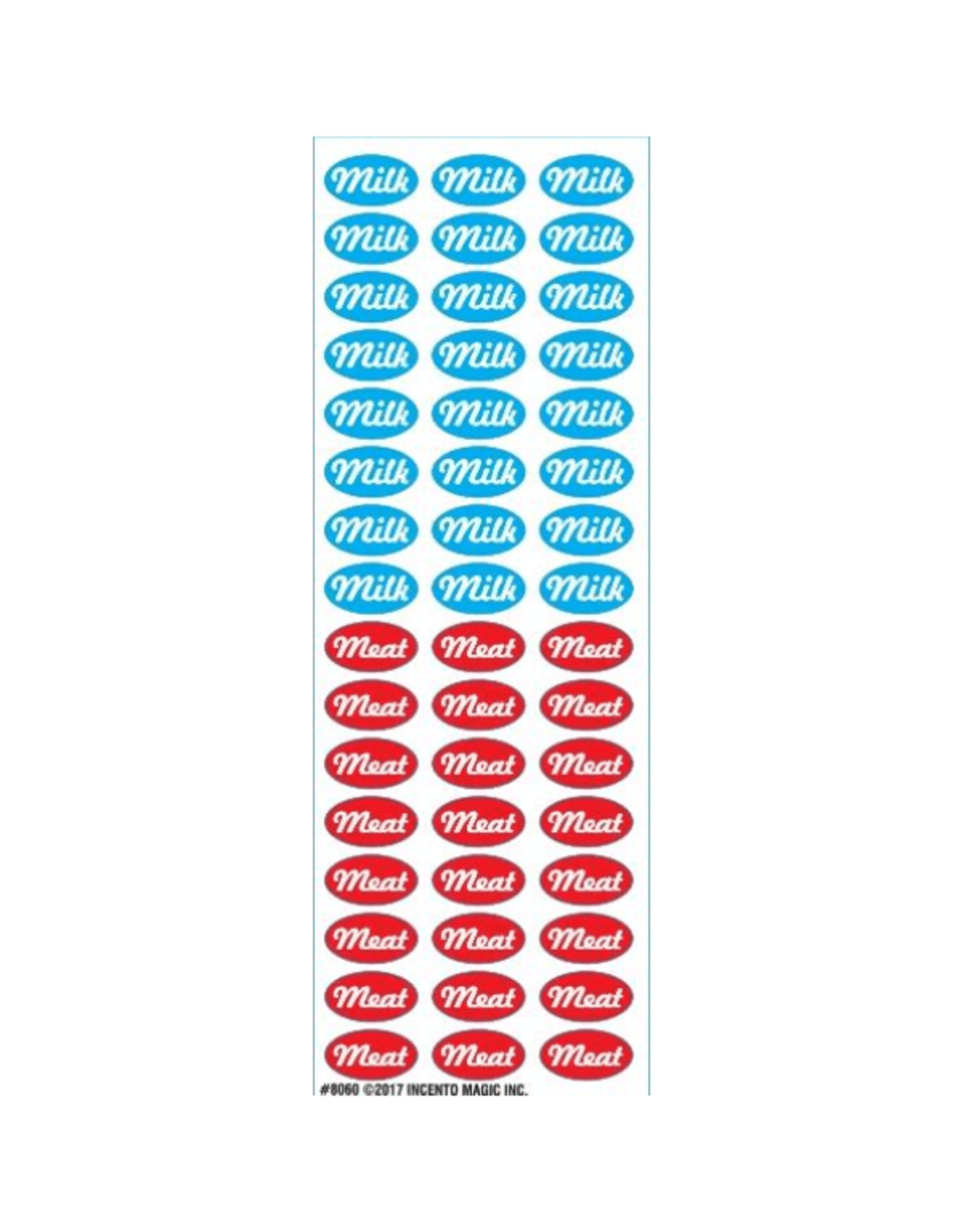 incento magic STICKERS: MILK & MEAT OVAL - 6 SHEETS
