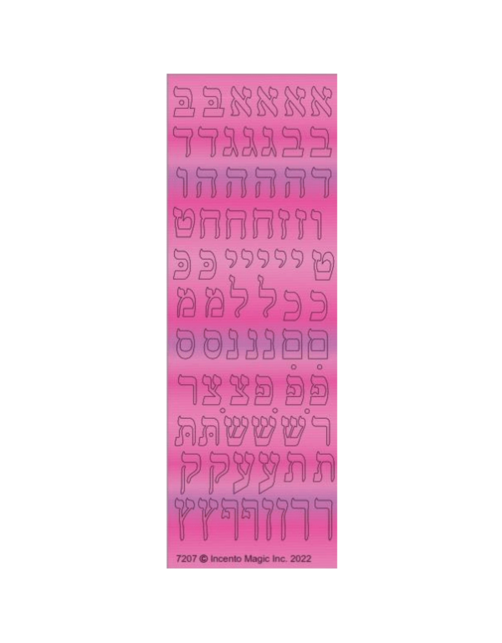 incento magic STICKERS: LAVENDAR ALEF BEIS DIE CUT .5"(pink) - 6 SHEETS