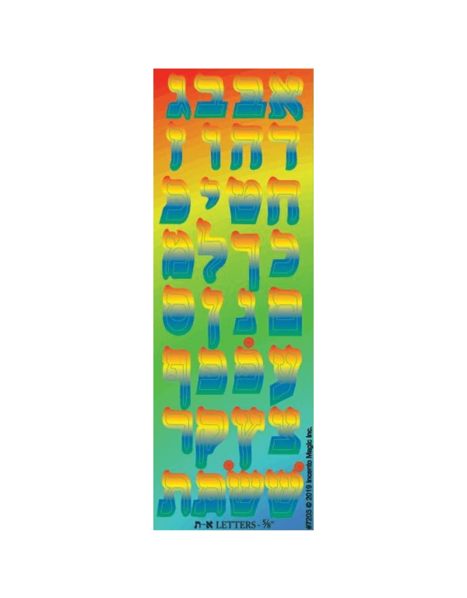 incento magic STICKERS: ALEF BEIS DIE-CUT RAINBOW- 6 SHEETS