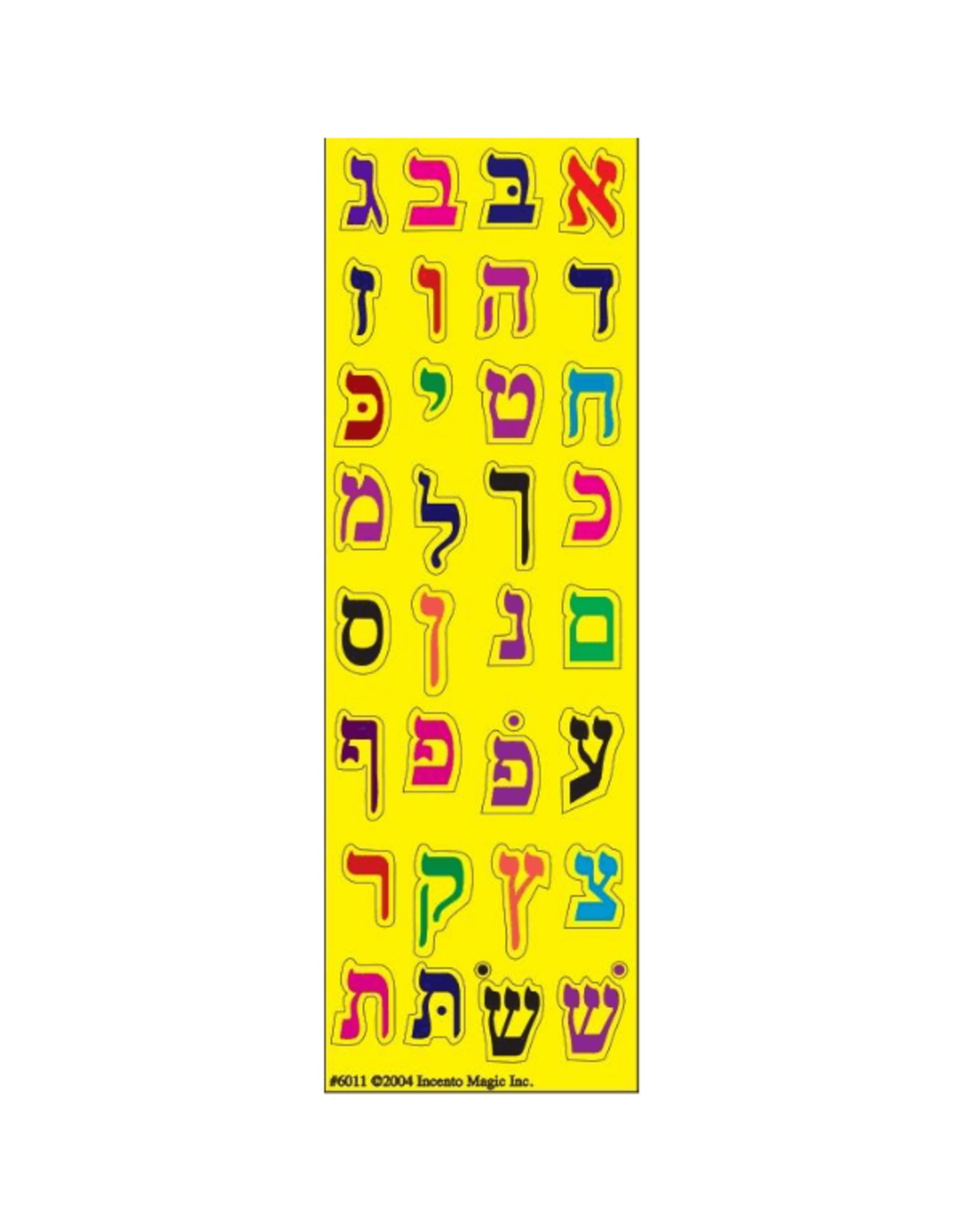 incento magic STICKERS: ALEF BEIS DIE CUT COLORFUL 5/8" - 6 SHEETS