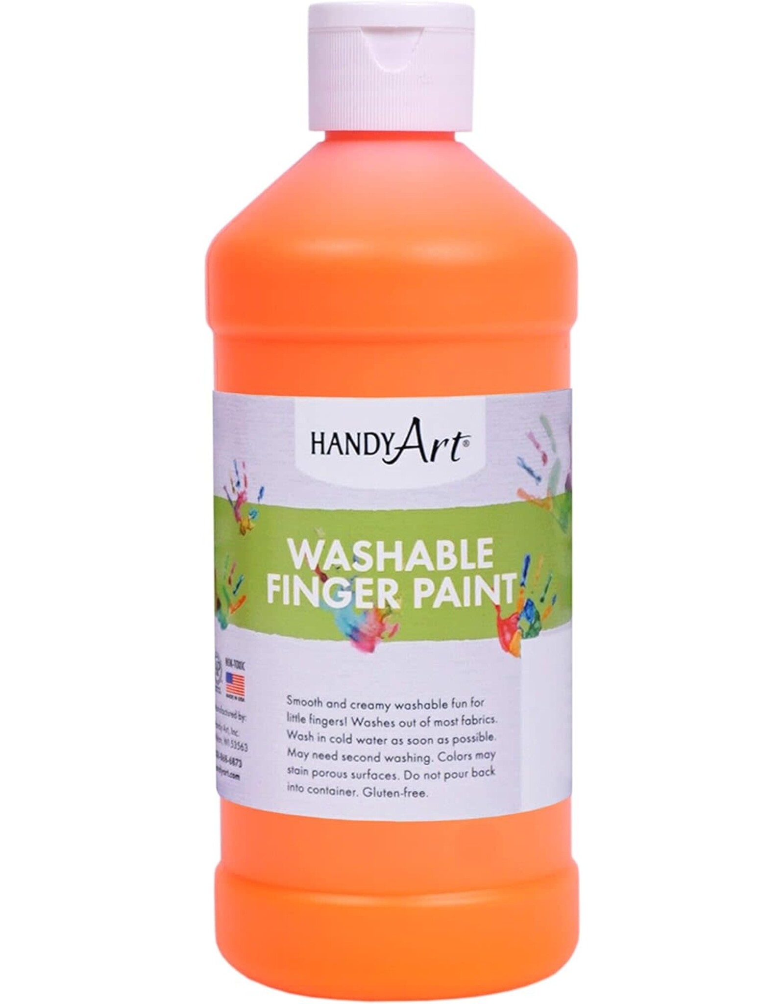 WASHABLE FINGER PAINT: FLUORESCENT ORANGE 16OZ