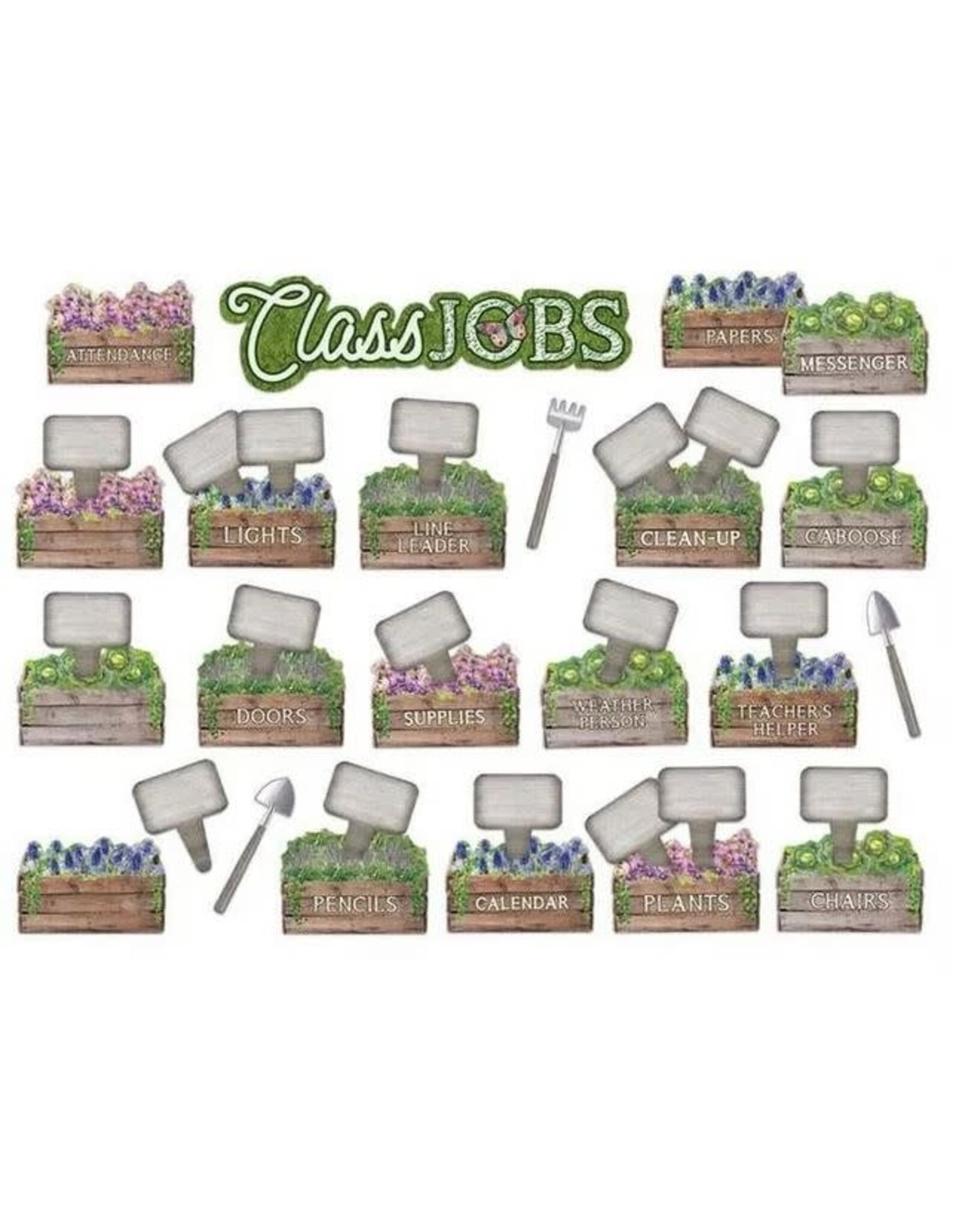 Bulletin Board Set Curiosity Garden Class Jobs - 54 Pieces