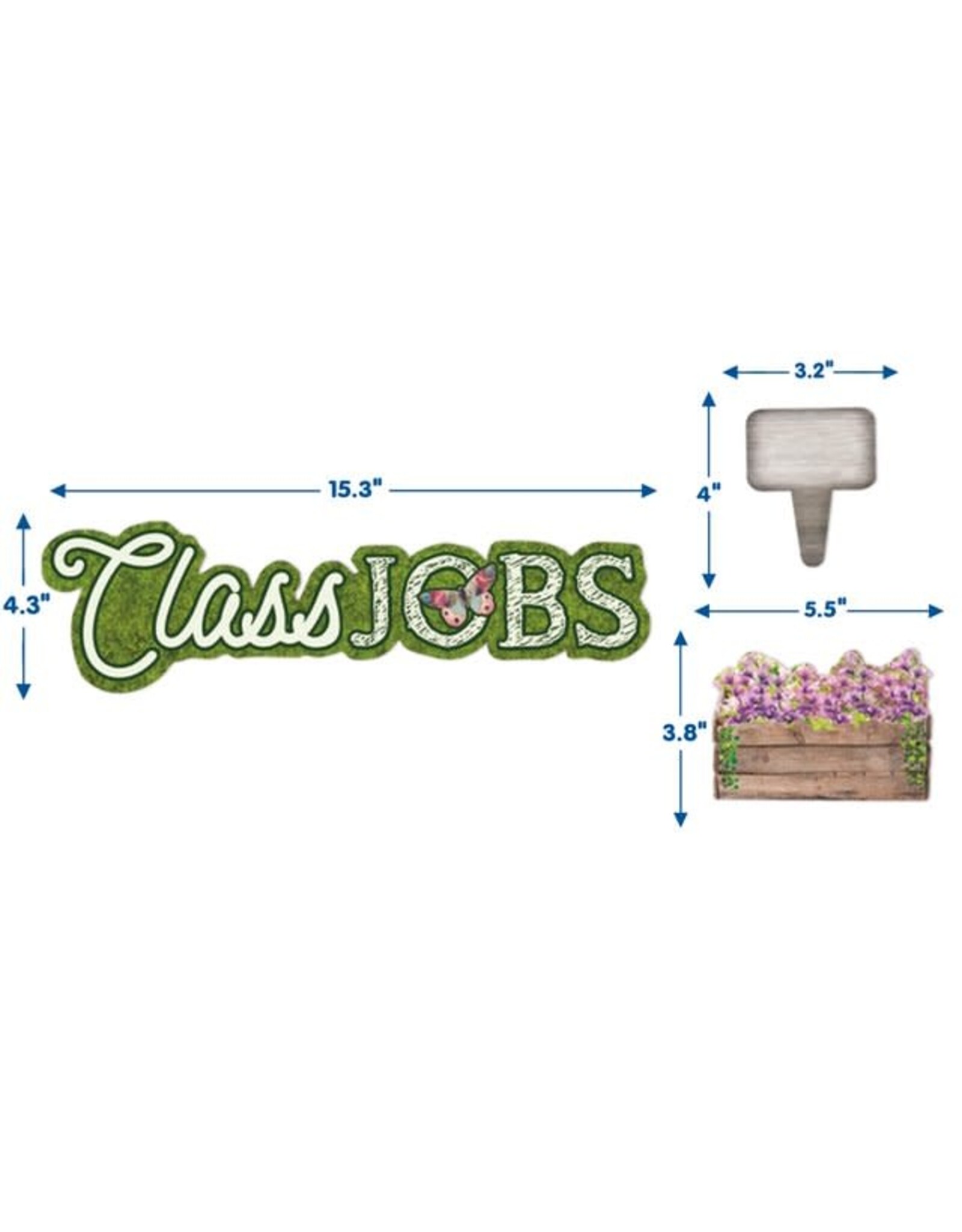 Bulletin Board Set Curiosity Garden Class Jobs - 54 Pieces