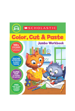 COLOR,CUT, PASTE JUMBO WORKBOOK AGE 3-5