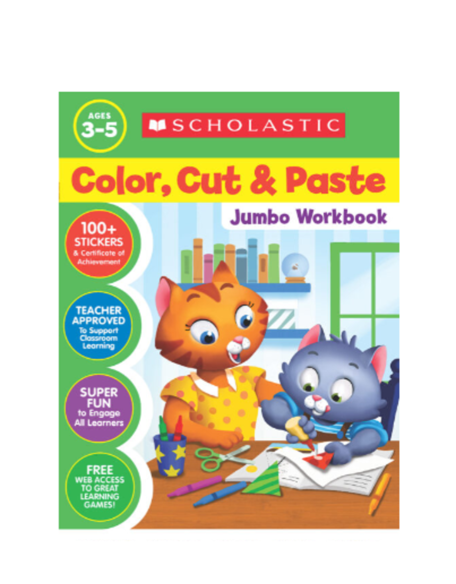 COLOR,CUT, PASTE JUMBO WORKBOOK AGE 3-5