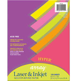 COPY PAPER: 20LB 8 1/2"X11"  ASSORTED HYPER PAPER 100 SHEETS