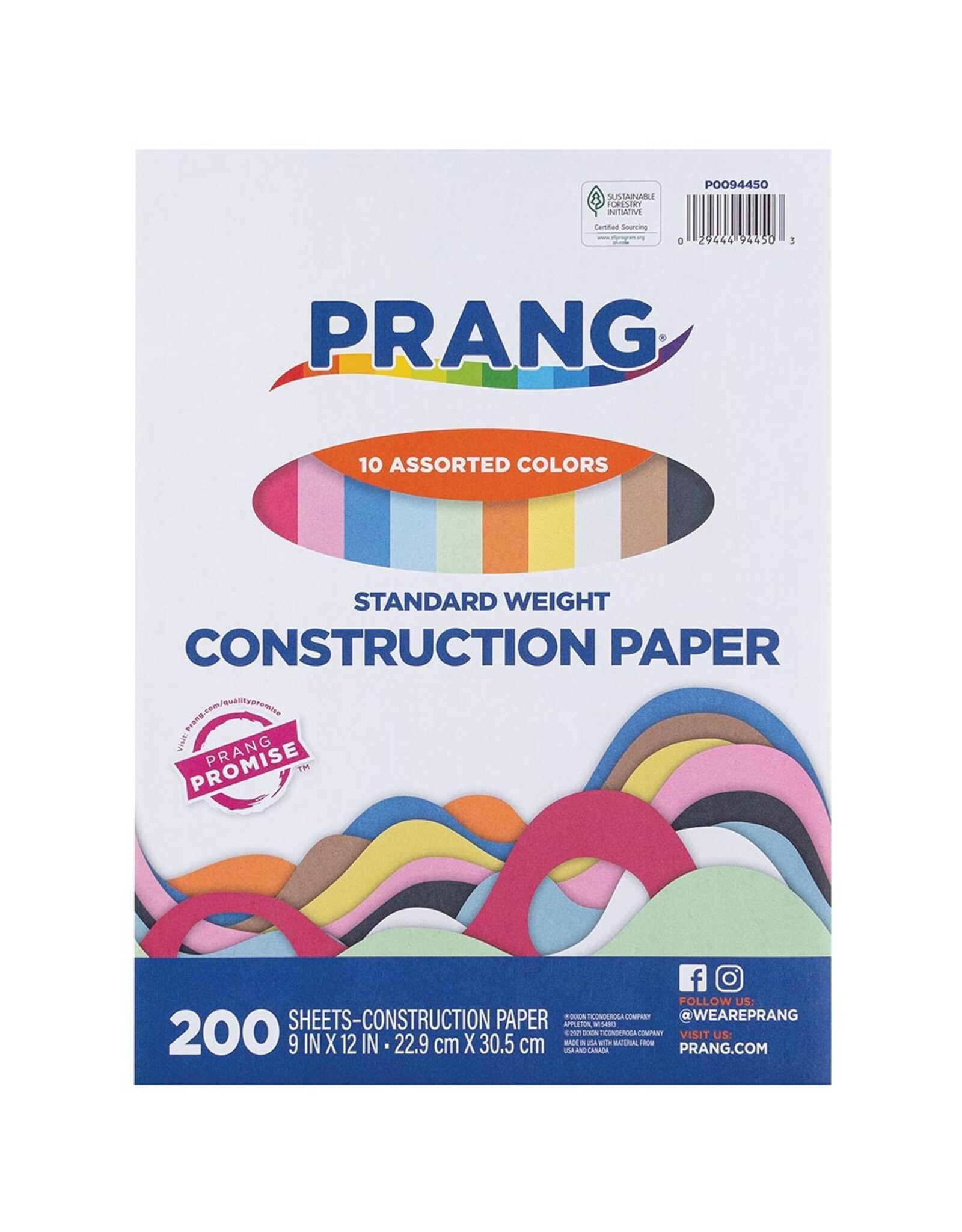LIGHTWEIGHT CONSTRUCTION PAPER : ASSORTED COLORS - 9x12 -200 PACK