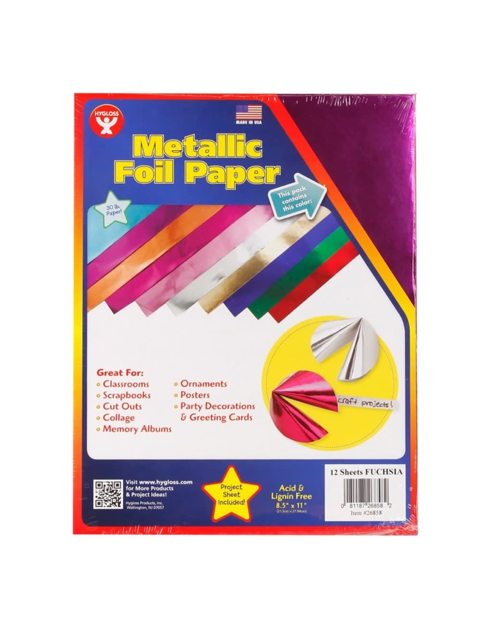 METALLIC PAPER: 8.5"X11"  FUSHIA  12 SHEETS