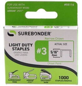 SUREBONDER #3 LIGHT DUTY 5/16" STAPLE GUN STAPLES 1000 STAPLES