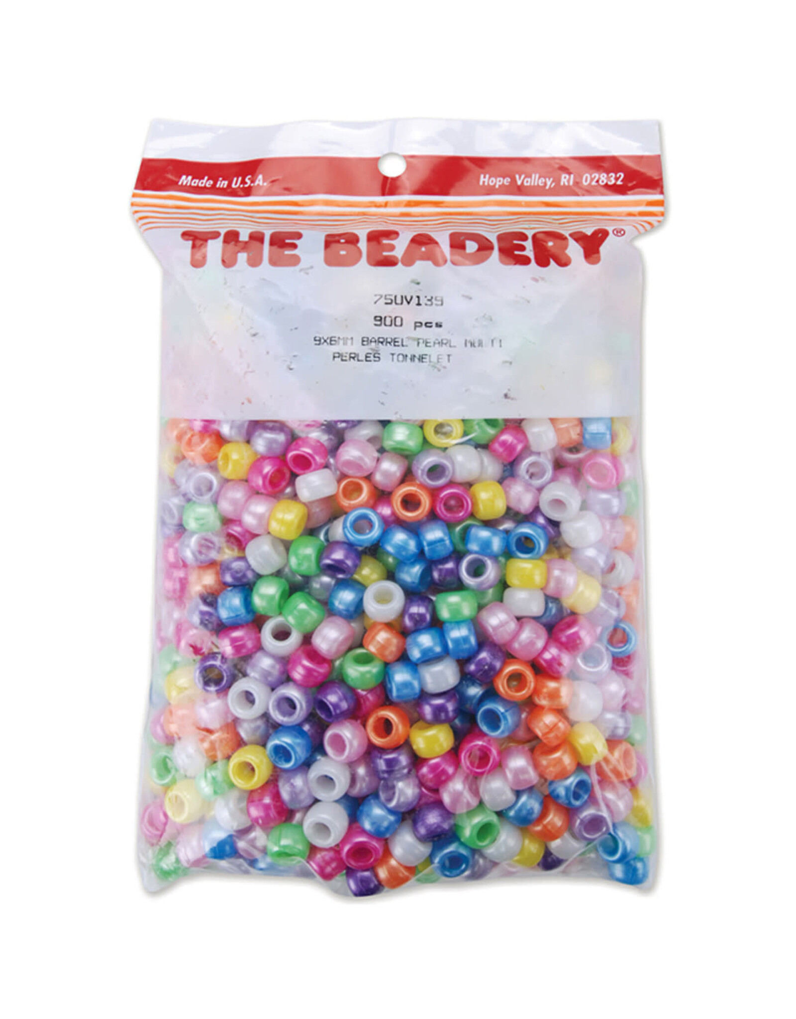 PONY BEADS: PEARL MULTI COLOR 6mmX9mm  900 Pack