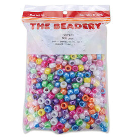 PONY BEADS: PEARL MULTI COLOR 6mmX9mm  900 Pack