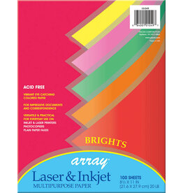 COPY PAPER: 20LB 8 1/2"X11" ASSORTED BRIGHT PAPER 100 SHEETS