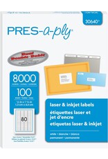 pres-a-ply WHITE MAILING LABELS - 80 PER SHEET -  100 SHEETS