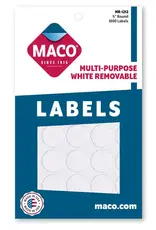 COLOR CODING STICKER:  ¾", ROUND WHITE 1000 PACK