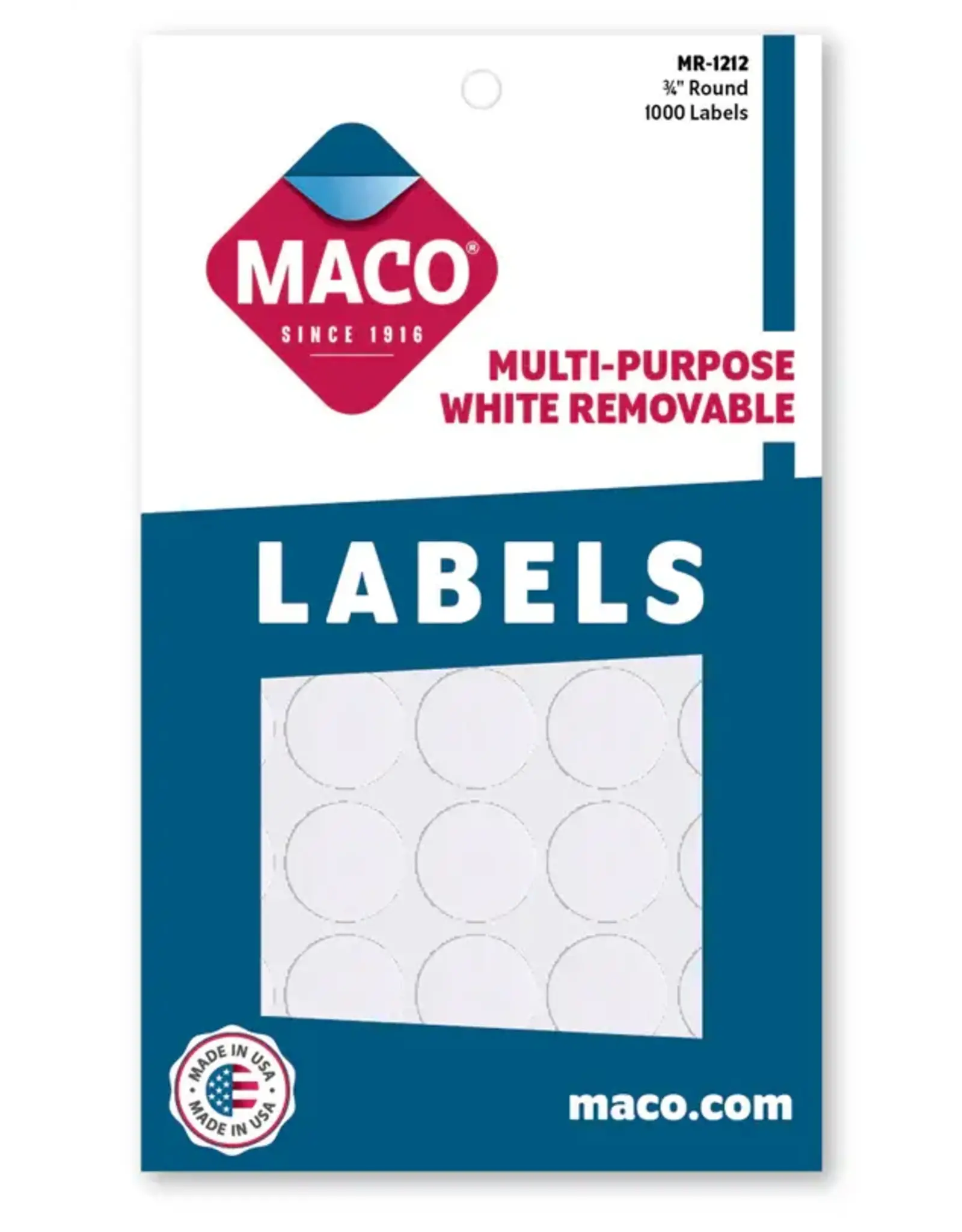 COLOR CODING STICKER:  ¾", ROUND WHITE 1000 PACK