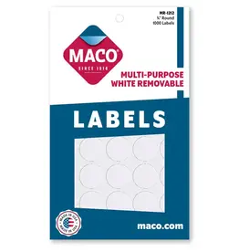 COLOR CODING STICKER:  ¾", ROUND WHITE 1000 PACK