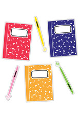 CUT-OUTS: NOTEBOOKS AND PENS ASSORTED SIZES 36 PACK