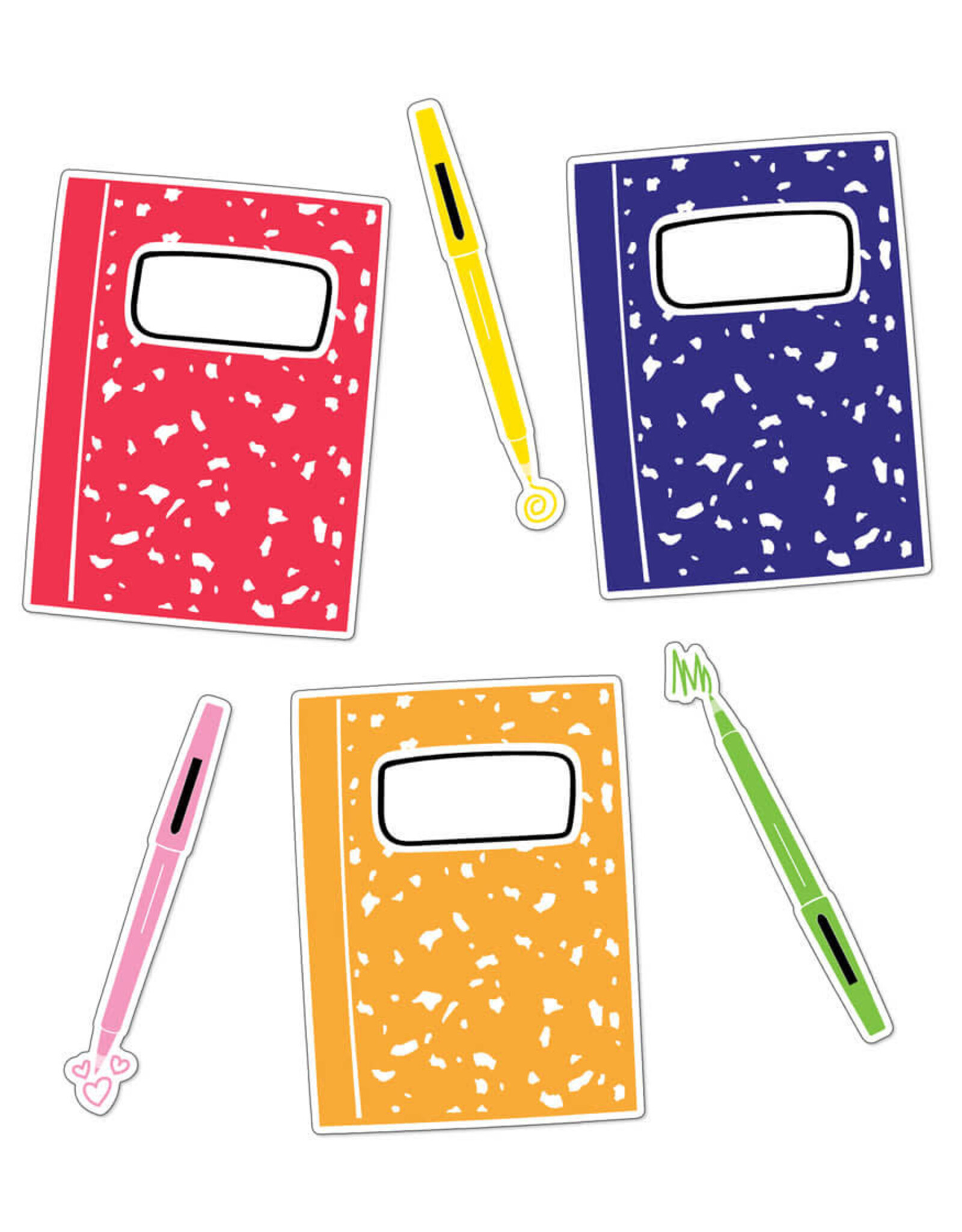 CUT-OUTS: NOTEBOOKS AND PENS ASSORTED SIZES 36 PACK