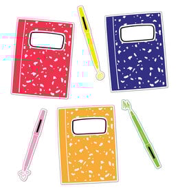 CUT-OUTS: NOTEBOOKS AND PENS ASSORTED SIZES 36 PACK