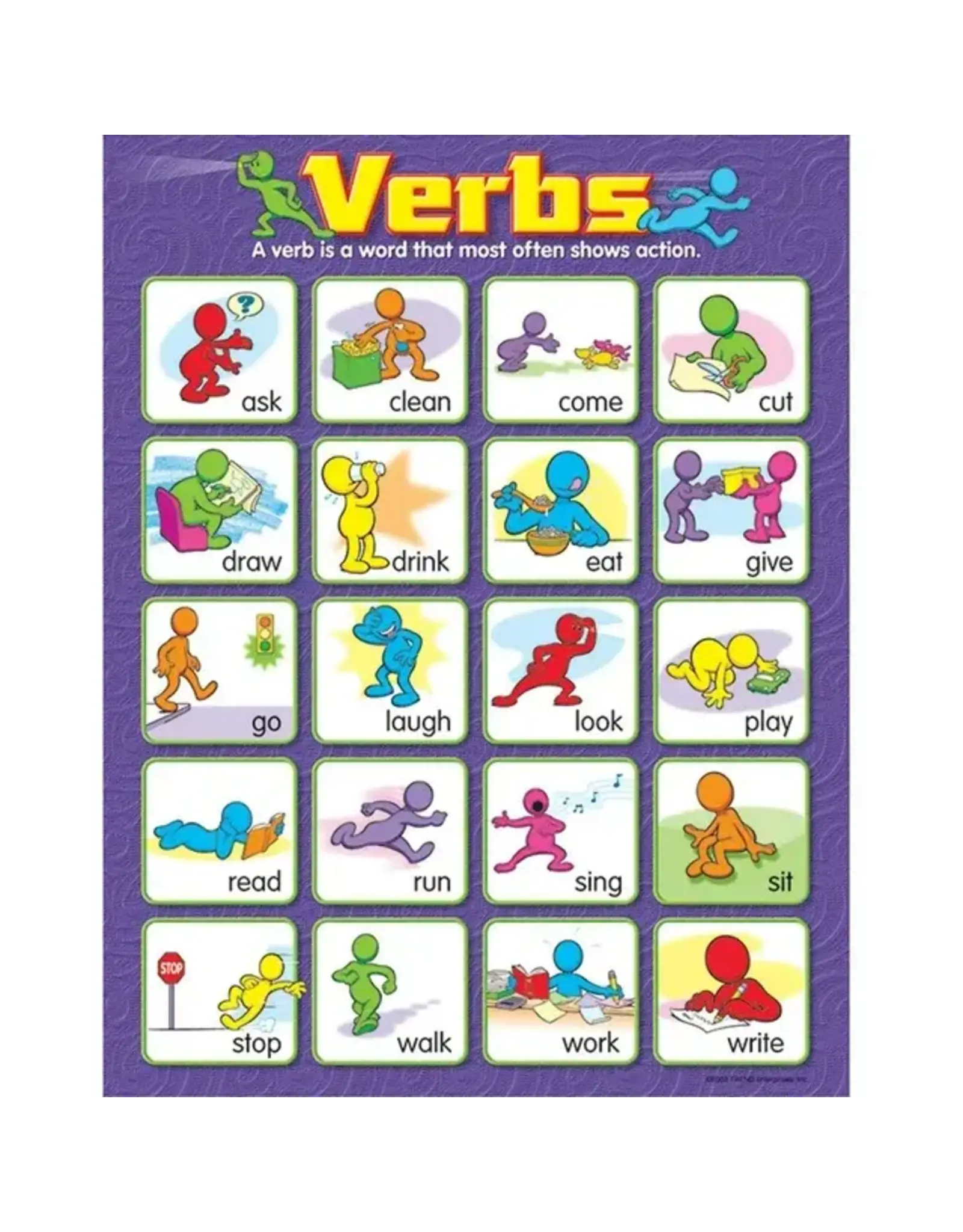 POSTER: VERBS WITH PICTURES 17"X22"