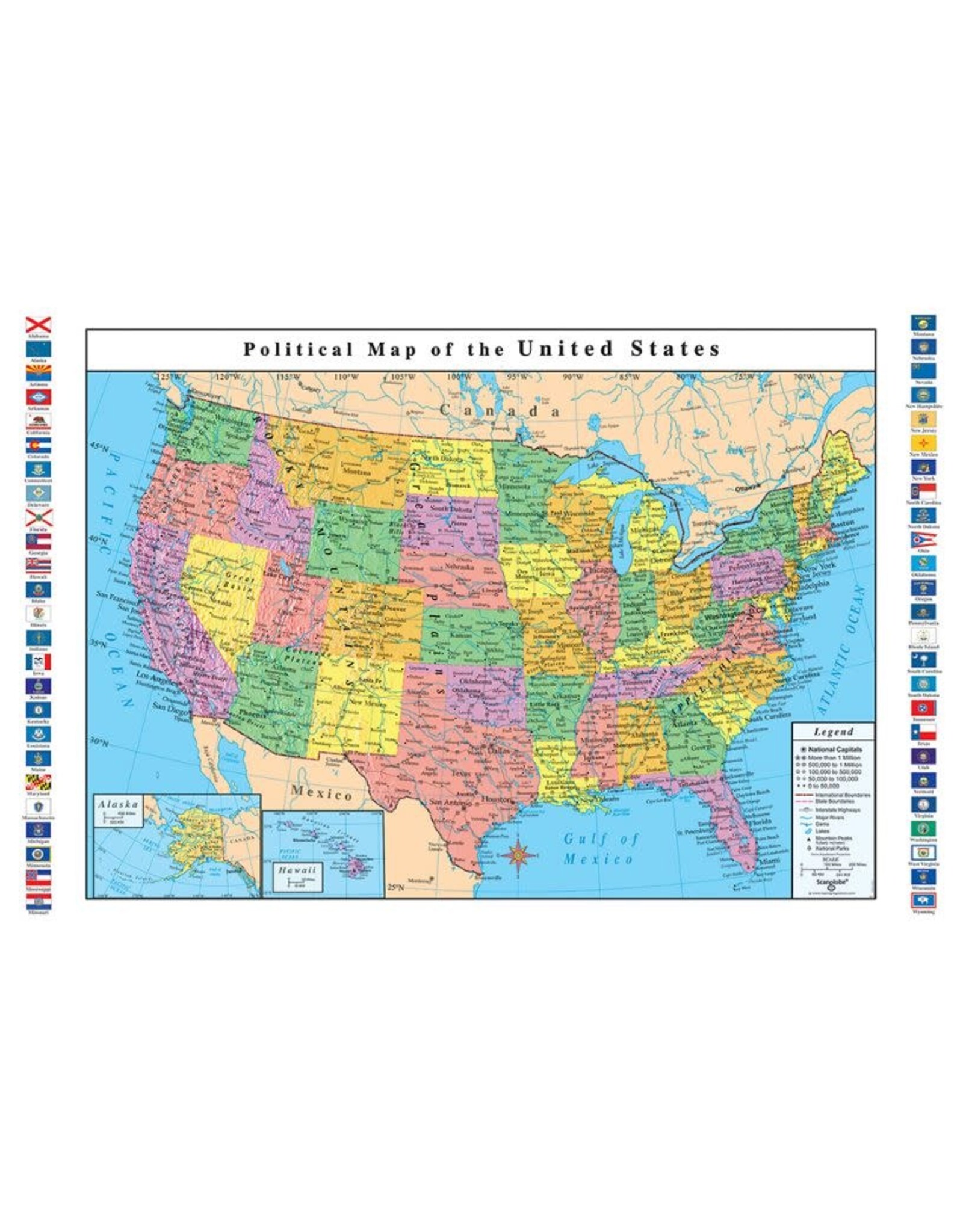 LARGE MAP: UNITED STATES 33"X49"