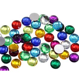 RHINESTONE: ROUND ASSORTED COLORS 12 MM - 100 PACK