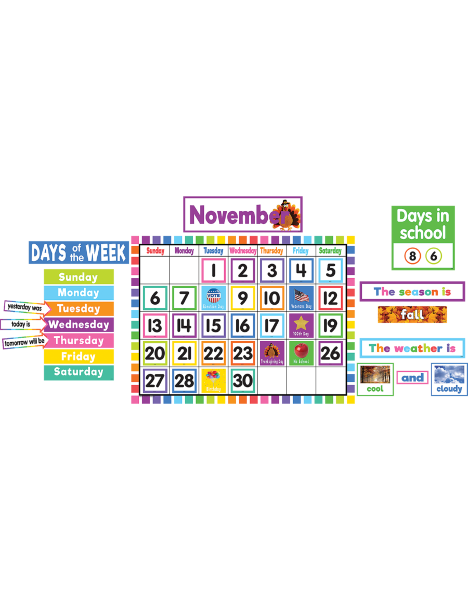 BULLETIN BOARD SET: COLORFUL CALENDAR