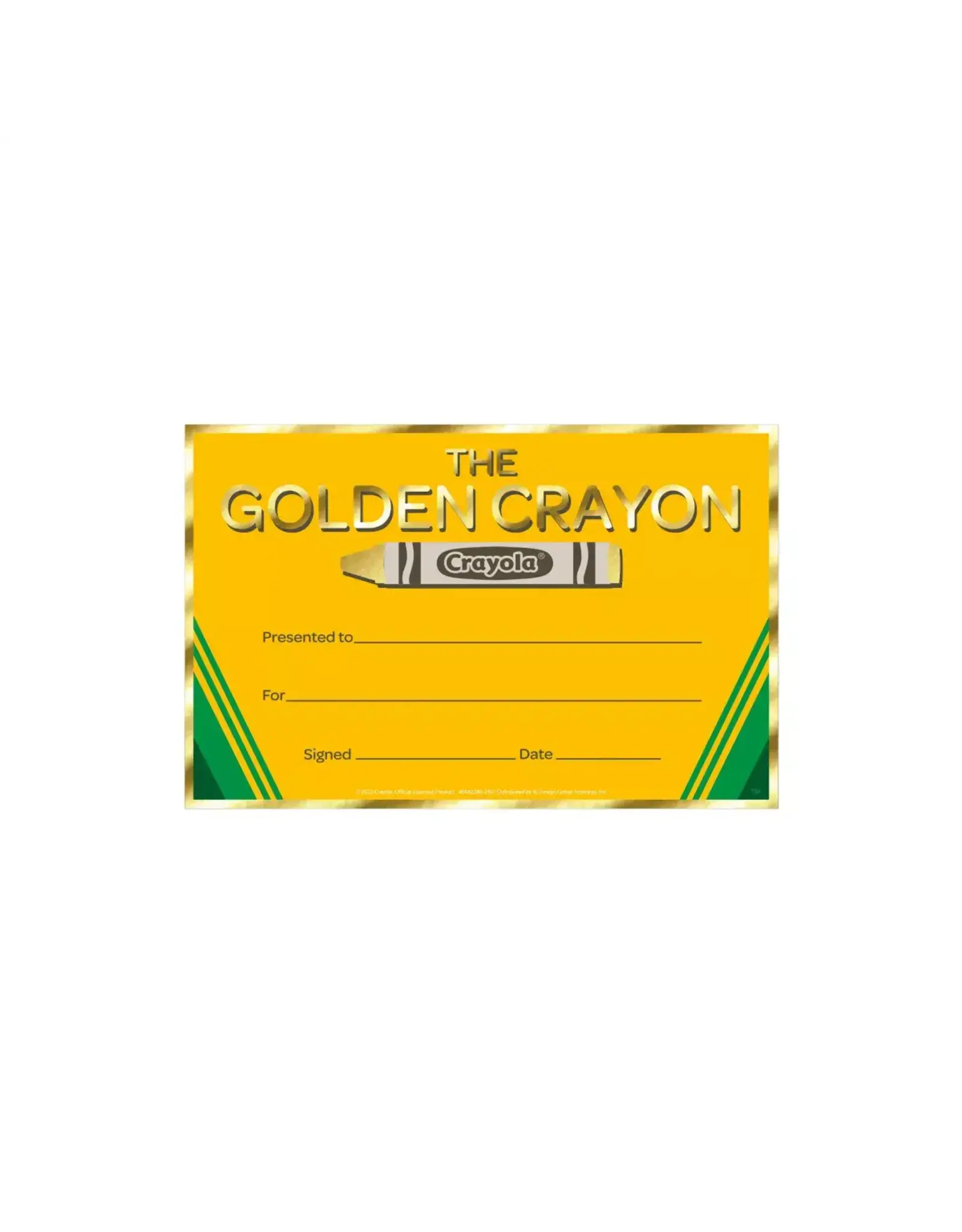 AWARD CERTIFICATE: THE GOLDEN CRAYON 36 PACK