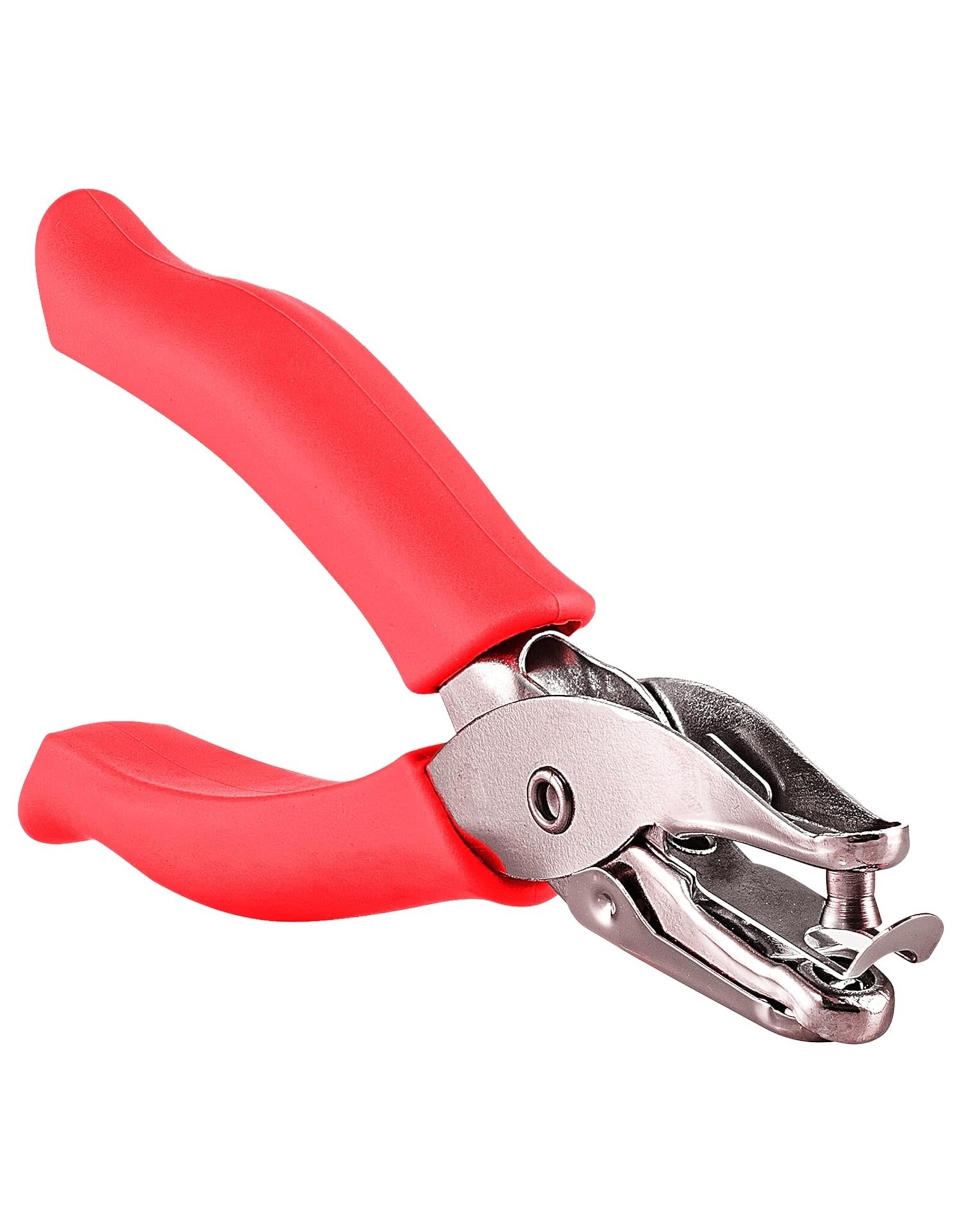 SINGLE HOLE PAPER PUNCH WITH CUSHION GRIP - RED
