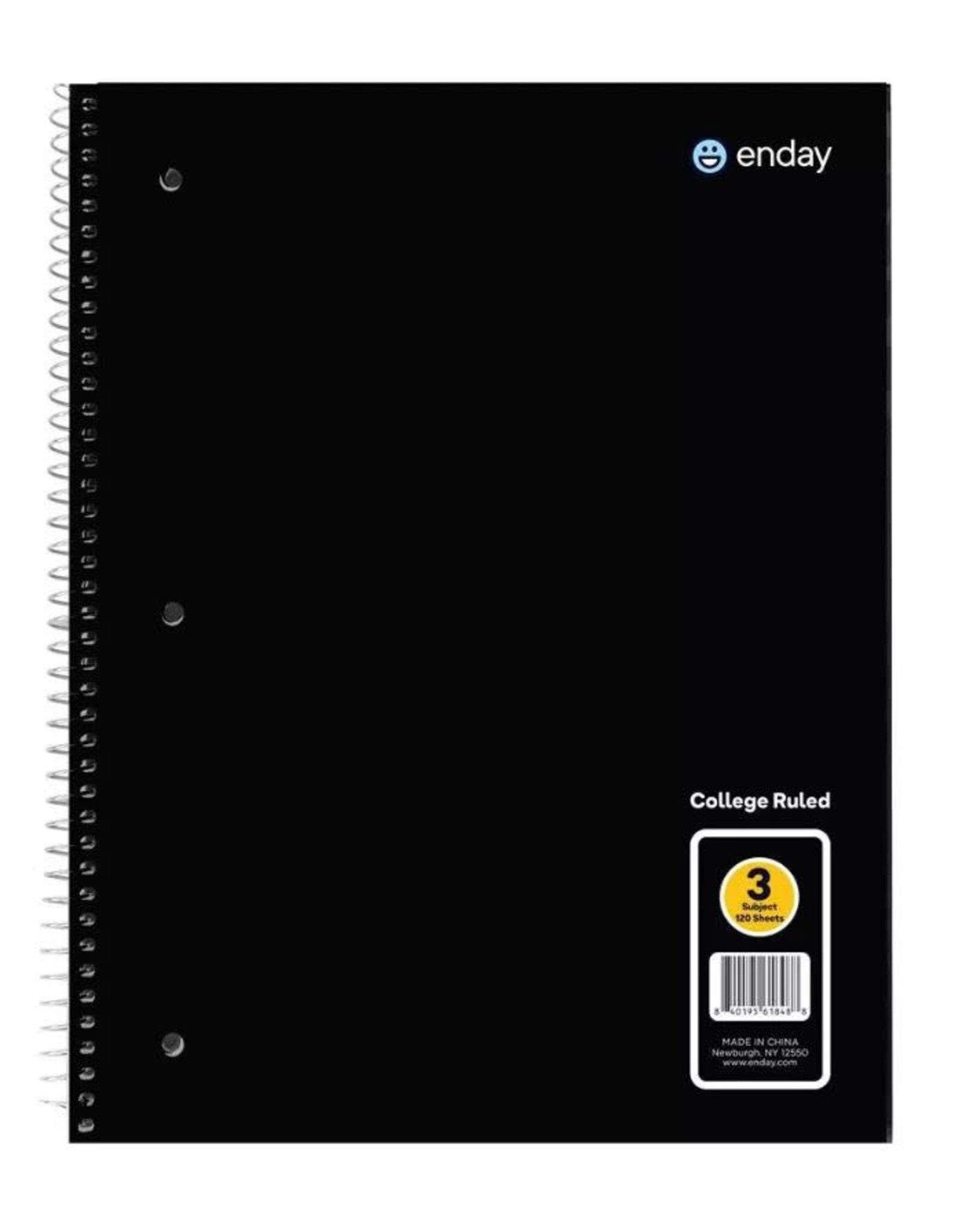 NOTEBOOK: 3 SUBJECT COLLEGE RULED 120 SHEETS - BLACK