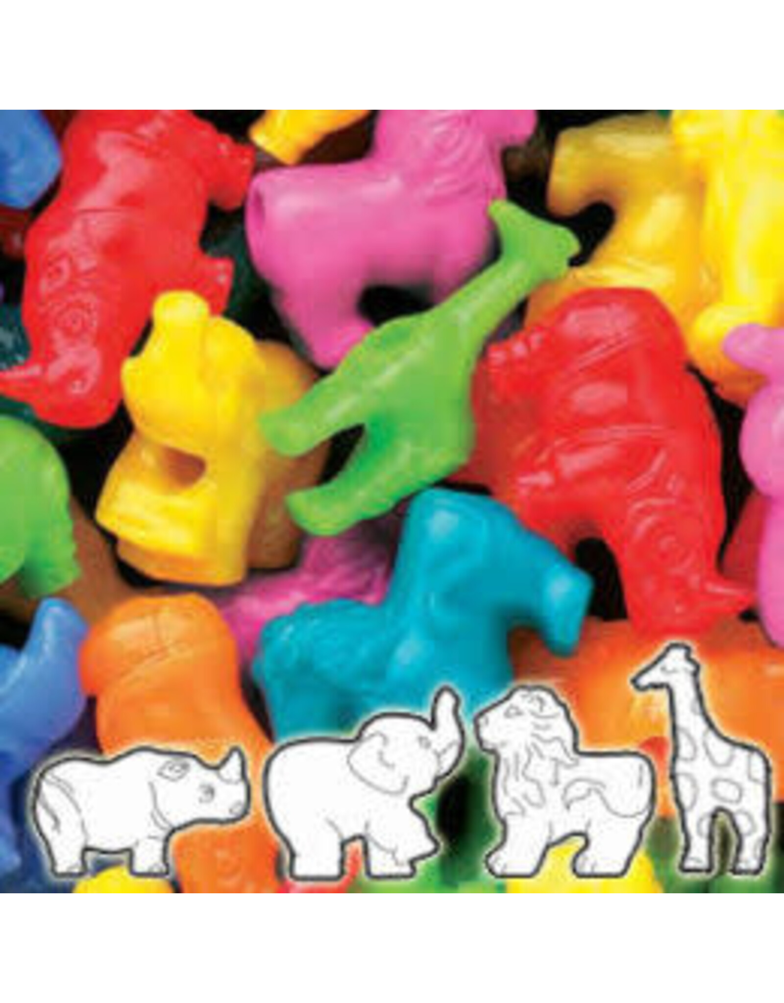 PONY BEADS: NEON ZOO ANIMALS 25mm - 1/4LB