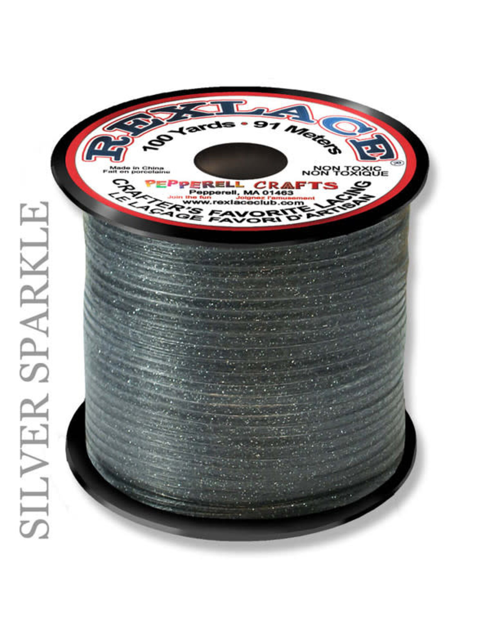 REXLACE: 100 YARD SPOOL -  SPARKLE SILVER